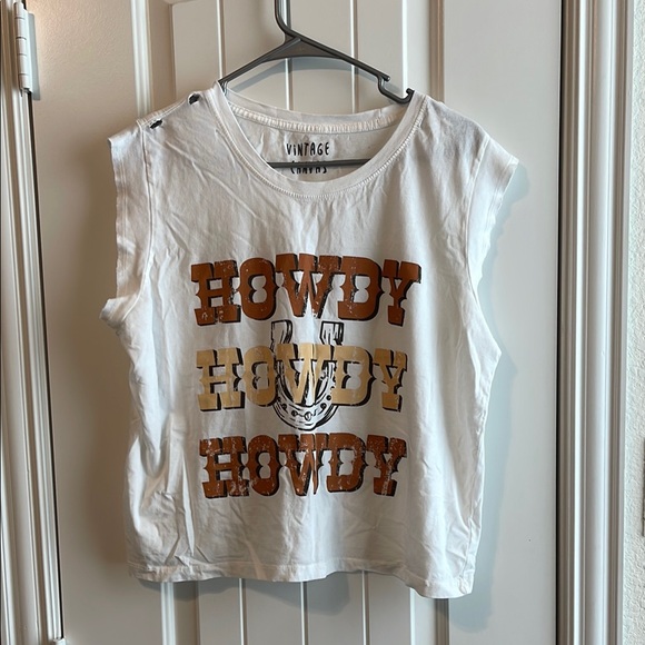 Vintage White and Brown Western Howdy Tee - Picture 1 of 5
